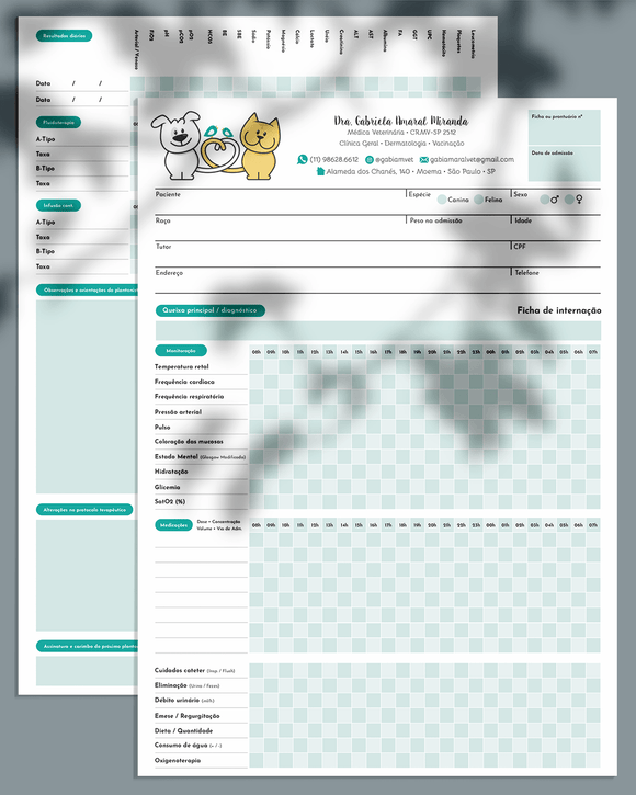 Ficha de internação veterinária