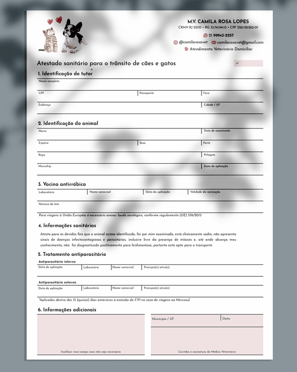Atestado veterinário para viagem