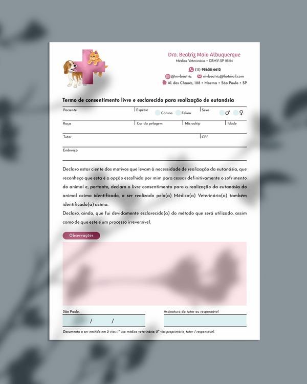 Termo de eutanásia veterinária