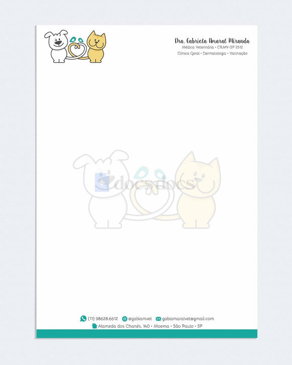 Papel timbrado A4 veterinário