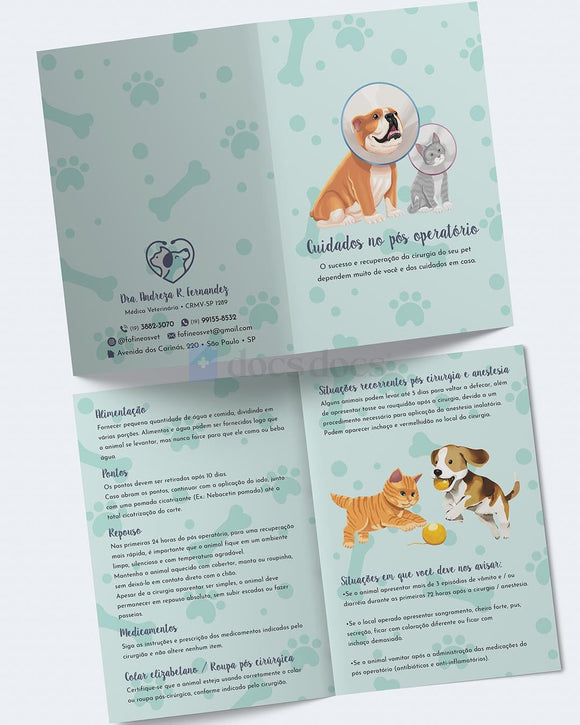 Caderneta de cuidados no pós operatório veterinário