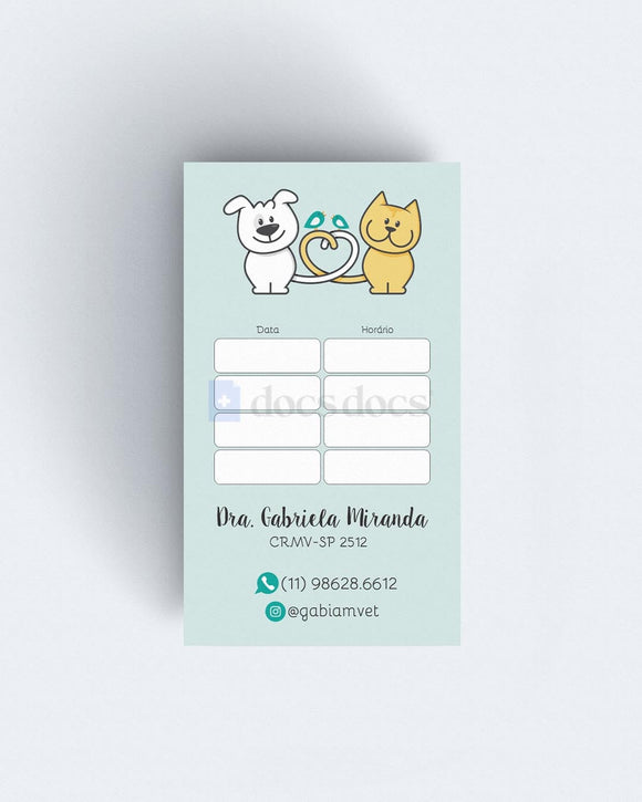 Cartão veterinário de próximas consultas