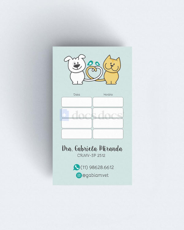Cartão veterinário de próximas consultas