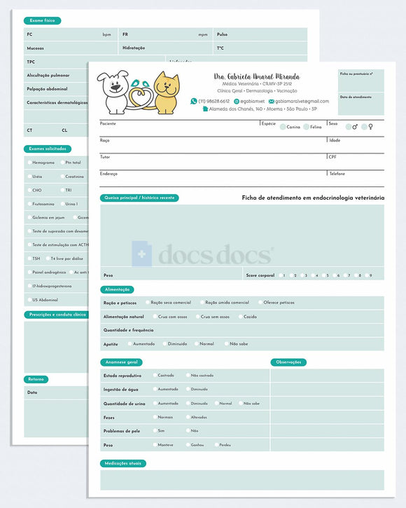 Ficha clínica de endocrinologia veterinária
