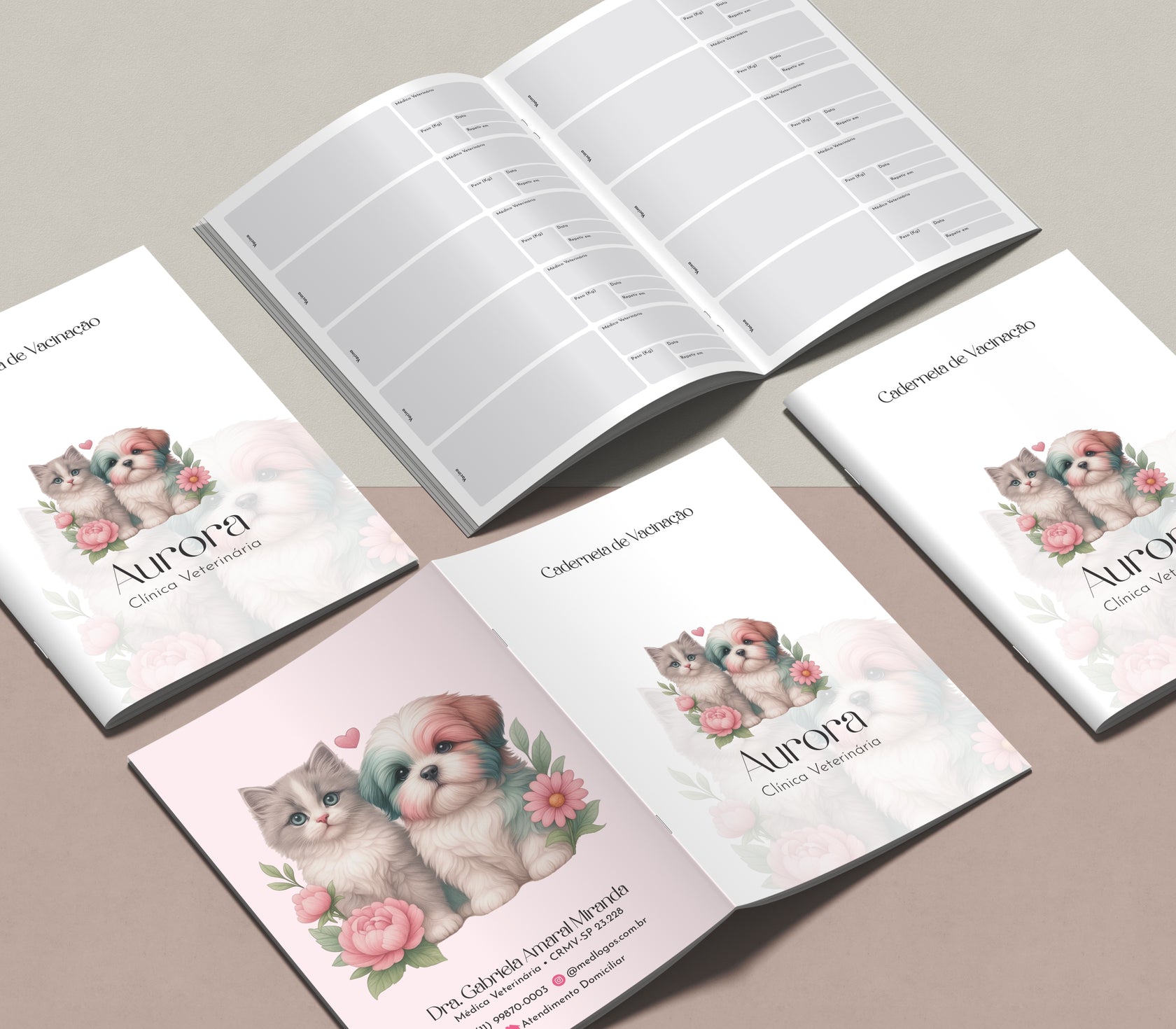 Cartão de vacina pet veterinário