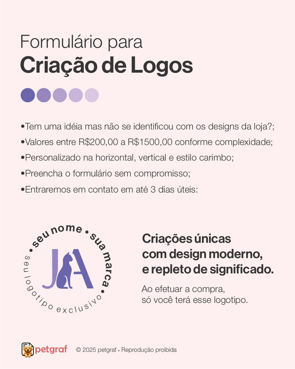 Formulário de criação para logotipos veterinários